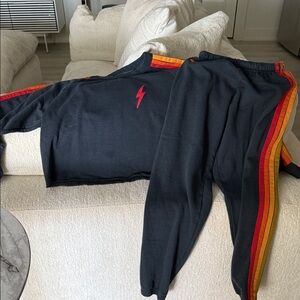 Aviator Nation Black Set with Vibrant Stripes